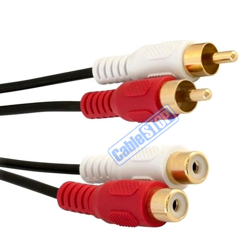 5m TWIN RCA PHONO EXTENSION RED WHITE Audio LEFT RIGHT Cable 2 x Male to Female eBay