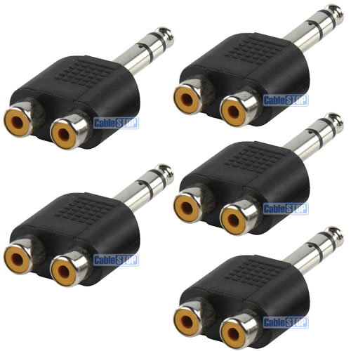 Keple Adaptador RCA de 6.35 mm a 1, Conector de 1/4 Pulgada a un Conector de Fono, Conector Macho estéreo a Hembra RCA, convertidor TRS Chapado en Oro (Paquete de 3