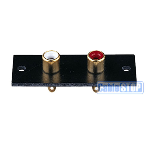 GOLD 2 WAY RCA TERMINAL Wall Panel Plate Phono Chassis Socket Audio ...