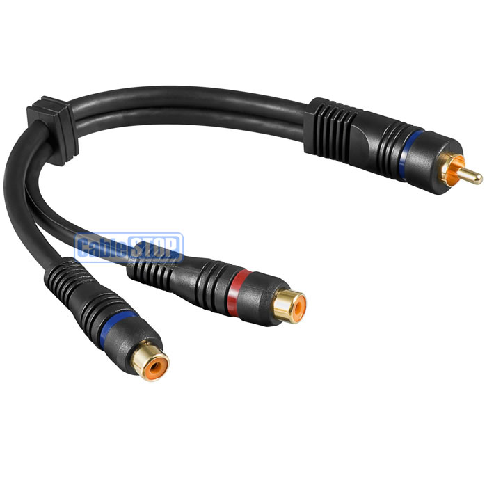PRO 20cm RCA PHONO Y SPLITTER CABLE ADAPTER 1 Male to 2 x Female OFC