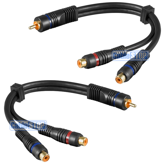 2 x PRO 20cm RCA PHONO Y SPLITTER CABLE 1 Male to 2 x Female CAR AMP
