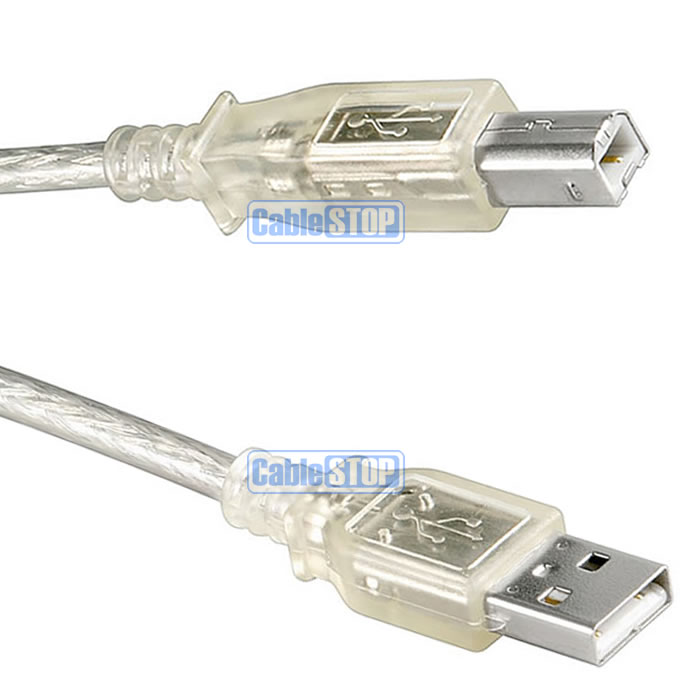 5m CLEAR USB PC COMPUTER PRINTER CABLE A to B PLUG for EPSON LEXMARK